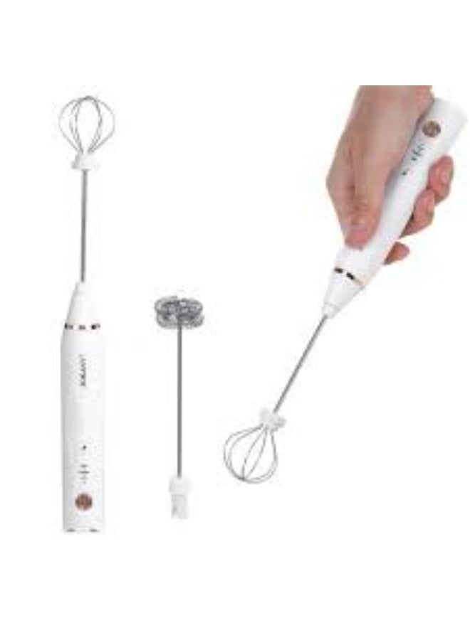 خلاط حليب قابل لإعادة الشحن من هايبر ستوك، خلاط مشروبات محمول باليد، مزود بشحن USB وشفرتين من الفولاذ المقاوم للصدأ لتحضير القهوة والبيض، والقهوة، واللاتيه، والكابتشينو، والحليب، مع 3 سرعات قابلة للتعديل. - Image 4